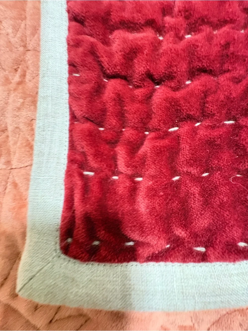 Pottery Barn Euro Shams Handcrafted Ruby Red Velvet Pick Stitch Quilted Set Of 3